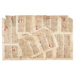 Sixteen cuttings from bifolia from a manuscript of a Latin wordlist based on Balbus' Catholicon