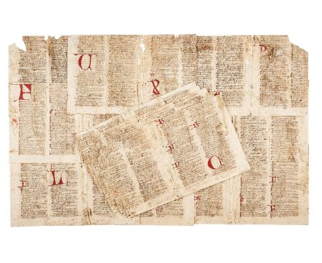 Sixteen cuttings from bifolia from a manuscript of a Latin wordlist based on Balbus' Catholicon, in Latin, on paper [Switzerl