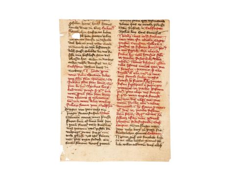 Three leaves from two manuscripts of the records probably from a Bohemian or Austrian church, in German and Latin, on parchme