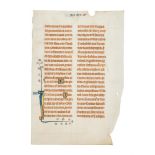 Leaf from the gargantuan 'Bohun Bible', with an illuminated initial