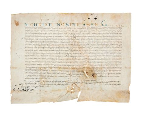 Doctoral diploma issued by the lawyer Nicolo dall'Armi on behalf of the University of Bologna for Jacques Salteur, in Latin, 