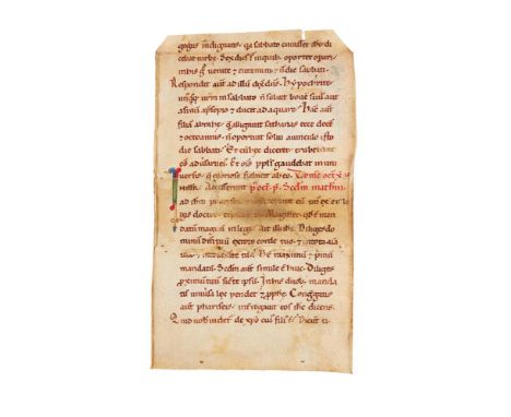 Leaf from a Romanesque Lectionary, with a 'Beneventan-style' initial, in Latin, decorated manuscript on parchment [Italy (pro