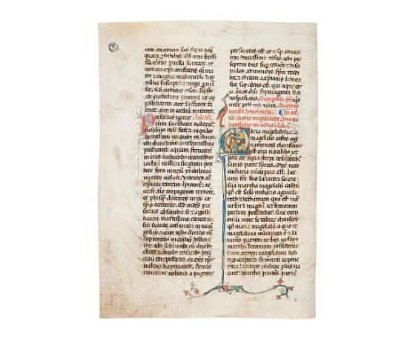 Large leaf from a Lectionary, with a large illuminated initial, in Latin, illuminated manuscript on parchment [northern Franc