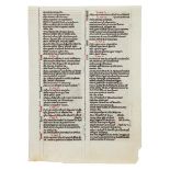 Leaf from a Bible, with the Interpretation of Hebrew Names, in Latin,
