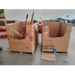 (2) Gaylord Boxes of Brooms, Dust Brooms, Dust Pans, Shovels, & Misc. Janitorial Tools ($20 Loading