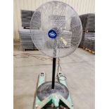 (2) 30" Pedestal Fans; (1) Global Oscillating ($15 Loading fee will be added to buyer's invoice)