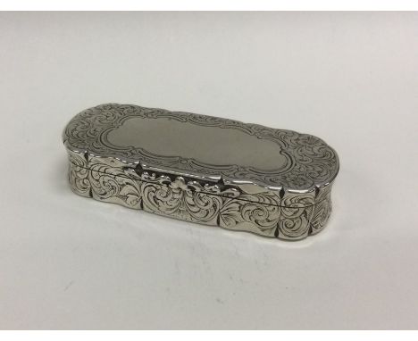 A fine and heavy Victorian silver hinged table snuff box complete with original Tessiers label. Birmingham 1857. By Edward Sm