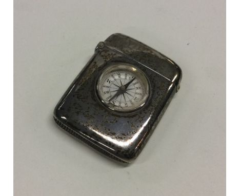 A good silver vesta case inset with a compass. Birmingham. By A&amp;J. Approx. 45 grams. Est. £20 - £30.