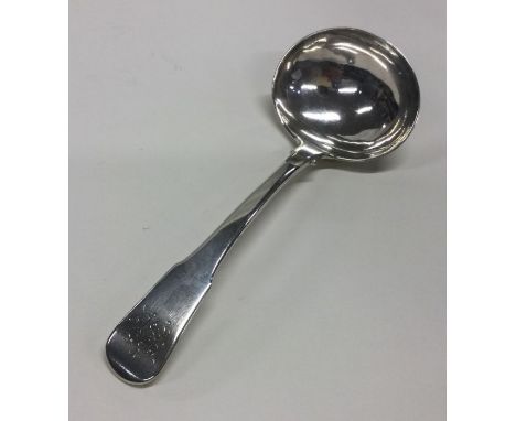 A Provincial silver fiddle pattern sauce ladle. Punched verso. Approx. 69 grams. Est. £40 - £50.