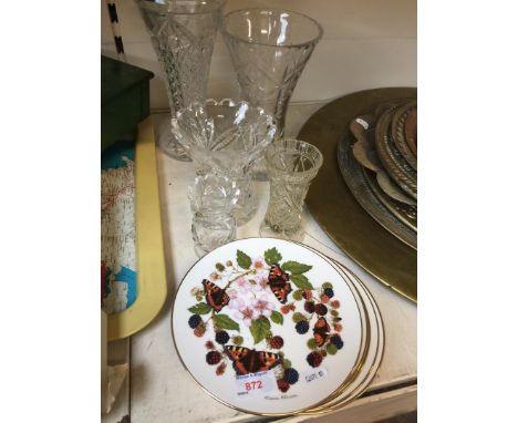 6 Repro, The Beauty of Butterflies - Royal Grafton plates and some glassware 