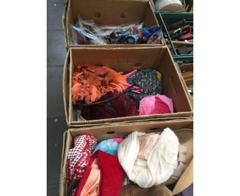 3 boxes of vintage fashion including hats, gloves, bags, etc 
