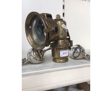 Brass motor lamp and two optics 