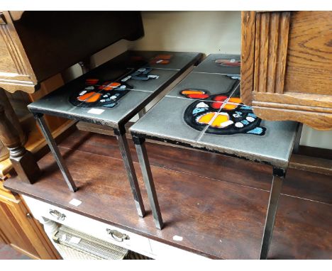 Pair of Italian tile top side tables - retro 