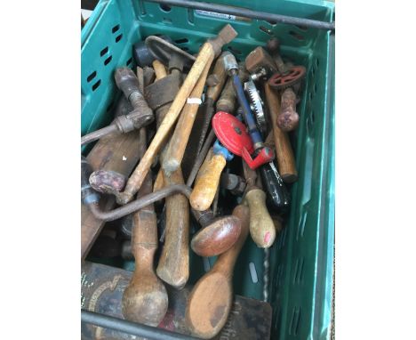 A box of vintage hand tools 