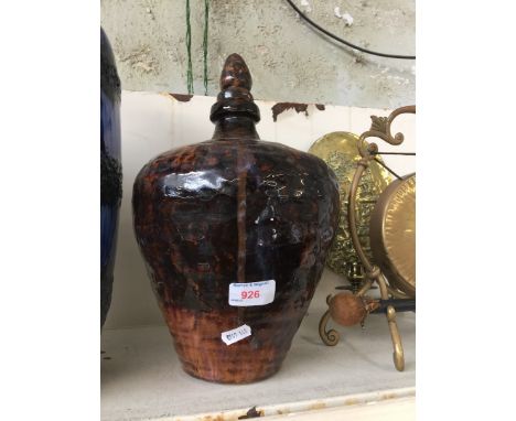 Vintage brown vase with stopper 