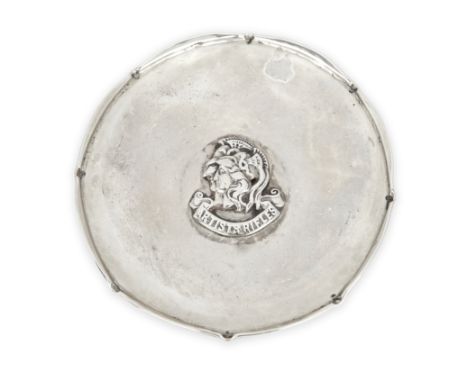Omar Ramsden. An Arts & Crafts silver dish, London, 1919, Omar Ramsden, of shaped, circular form with crimped border and regi