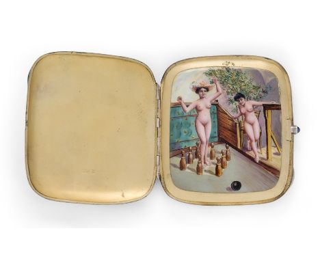 A silver cigarette case with concealed erotic scene, Birmingham import marks, 1906, Marks &amp; Cohen (Walter Henry Marks &am