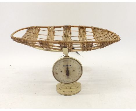 A set of Salter baby scales with wicker pan