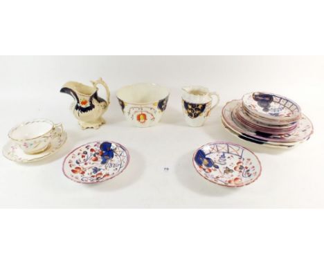 A selection of 19th century Gaudy Welsh pottery to include bowl, jugs, plates and saucers etc 
