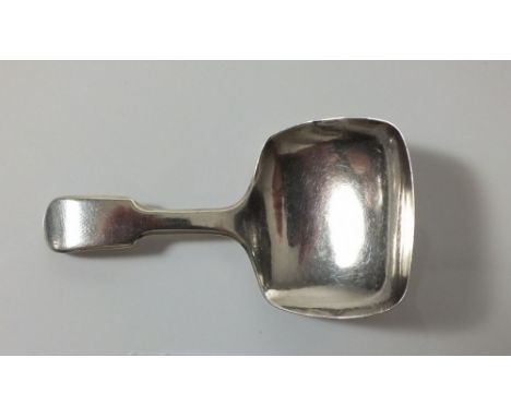 A silver fiddle pattern caddy spoon with rectangular bowl, Birmingham 1816, by Joseph Willmore 