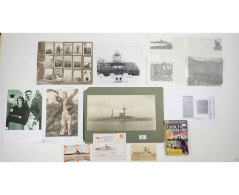 A selection of HMS Royal Oak memorabilia from the family of Frederick Sandford, who was killed on the Oak in 1939. Within the