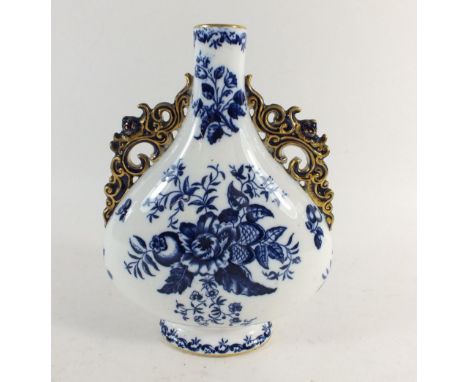 An early 20th century Worcester style vase painted in Pomegranate pattern, crescent mark to base, 21cm