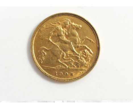 A gold half sovereign Edward VII 1905, London mint, BP in Exergue. Condition: Fine