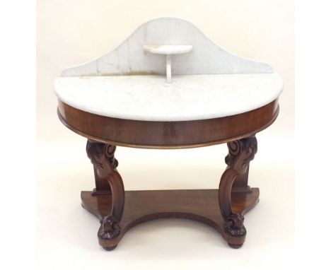 A Victorian marble topped mahogany finish console table 