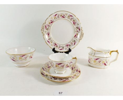 A Royal Crown Derby 'Princess' tea service comprising: eight cups, six saucers, six tea plates, two cake plates, milk jug &am