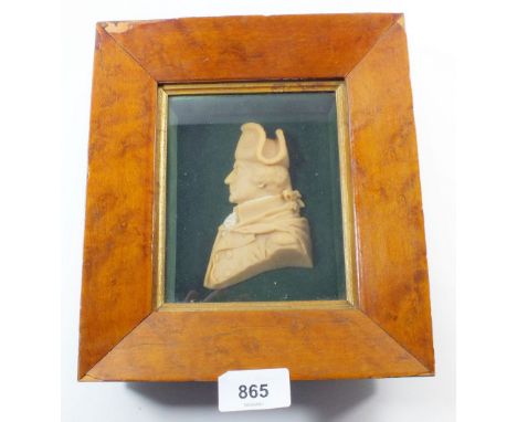 A Leonard Pearce wax portrait of George Washington, in maple frame with label verso