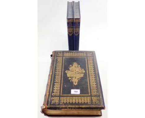 'The Holy Bible' with Commentaries of Henry Scott and chromo lithograph illustrations plus two volumes 'In His Steps'