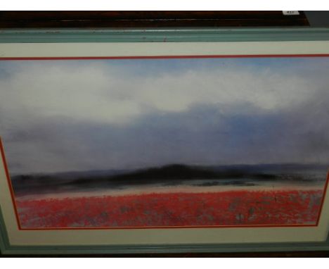 After John . B . Stack A Contemporary British school, a landscape study of poppies, limited edition print. H.59cm W.94cm