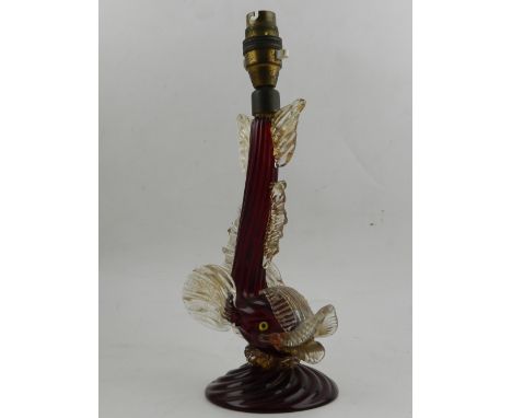 A Murano glass table lamp, modelled as a dolphin. H.30cm