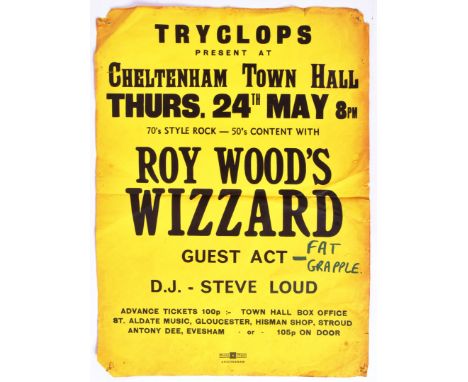 Roy Wood's Wizzard - original concert / gig poster from the Cheltenham Town Hall, May 24th 1973 for 'Roy Wood's Wizzard - Gue