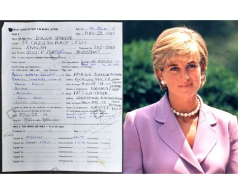 Diana, Princess Of Wales (1961-1997) - an early work contract for Diana Spencer - signed and largely completed in her hand, a