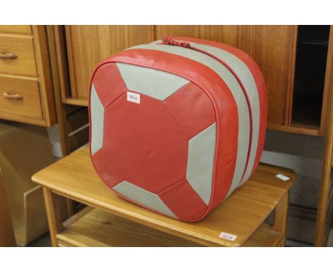 A 1950's red and grey vinyl pouffe/footstool