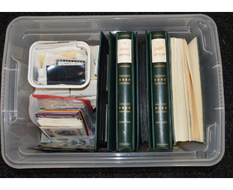 5 Albums containing various stamps and First Day Covers etc together with a good quantity of postcards etc.