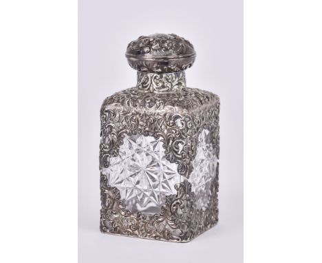 An Edward VII Silver Mounted and Cut Glass Square Scent Bottle, by The Goldsmiths and Silversmiths Company Ltd, London 1903, 