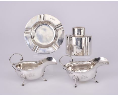 A Pair of Edward VII Silver Oval Sauceboats, and Mixed Silver, the sauceboats by&nbsp;Charles Boyton &amp; Son Ltd, Birmingha