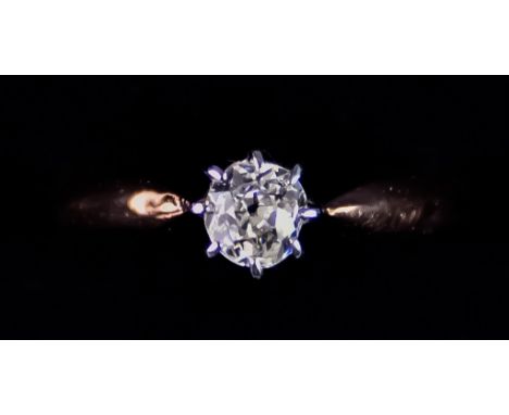 A Solitaire Diamond Ring, set with a solitaire diamond, approximately .30ct, size K, total gross weight 2.5g Note: Metal unma