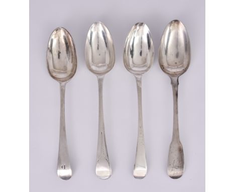 Four Georgian Silver Table Spoons, and Mixed Flatware, the spoons including - two by George Smith, London 1775, initialled "D