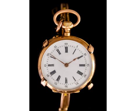 A Continental 14ct Gold Lady's Fob Watch, by le Gautier, Serial No.1906, marked with date stamp 4/89, 14ct gold case, 28mm di