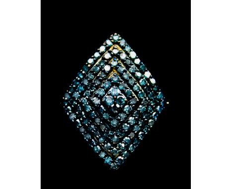 A 9ct Gold Pave Set Blue Diamond Ring, Modern,&nbsp;set with blue diamonds, approximately 1.25ct total, size J, gross weight 