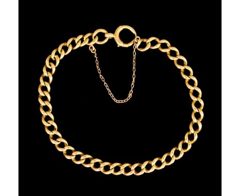 An 18ct Gold Flat Curb Link Bracelet, each link hallmarked, 180mm in length, gross weight 20.1g