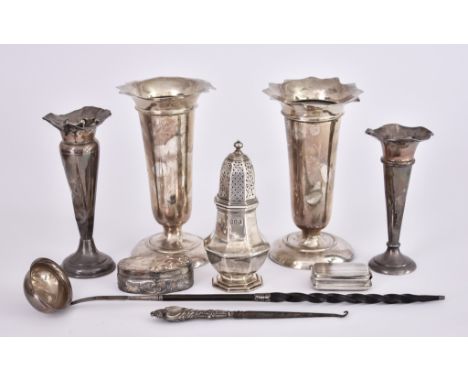 An Edward VII Britannia Standard Silver Sugar Caster, and Mixed Silver, the caster, by Holland, Aldwinckle &amp; Slater, Lond