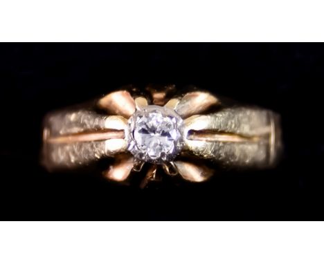 A 9ct Gold Solitaire Diamond Gypsy Ring, set with a diamond, approximately .25ct, size Q, gross weight 5.6g