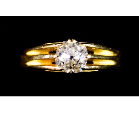 An 18ct Gold Solitaire Diamond Ring, set with a brilliant cut white diamond, approximately .50ct, size K+, gross weight 4.1g