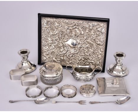 An Elizabeth II Silver Front Address Book and Mixed Silver, the book with mounts by D.R.S. Sheffield 1992, embossed with cart