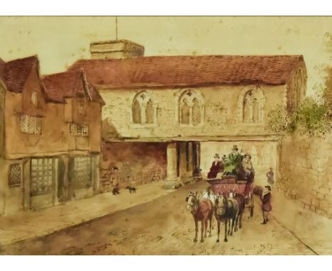 ***S. J. Toby Nash (1891-1960) - Pair of watercolours - Pastiche scenes of 19th Century Canterbury, 10.5ins x 14.5ins, framed