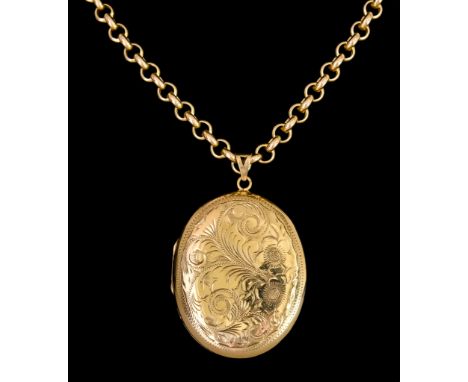 A 9ct Gold Locket and Chain, 600mm overall, total gross weight 33.6g